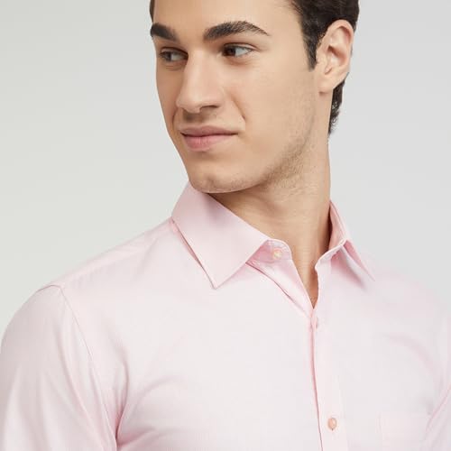 Image of Raymond Men Cotton Slim Fit Structure Pattern Semi Cut Away Collar Formal Shirt