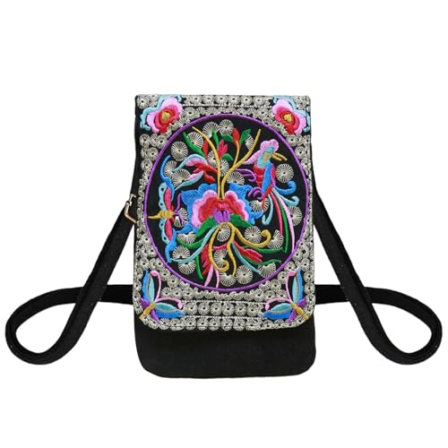 GUSXPPD Petit Sacoche Telephone Portable Femmes, Mini Cuir Crossbody Sac de Téléphone, Sac Téléphone, Petit Sacoche Bandouliere, Pochette Portable Bandouliè (Noir)