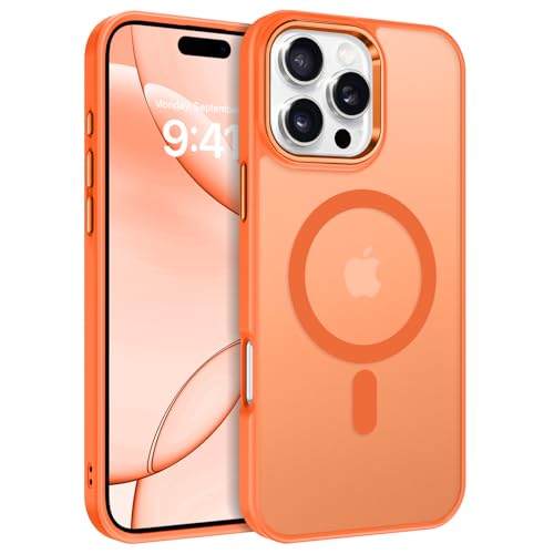 Image of BENTOBEN for iPhone 16 Pro Case [Compatible with Magsafe] Magnetic Matte Phone Case iPhone 16 Pro Translucent Slim Shockproof Women Men Protective Cover Cases for iPhone 16 Pro 6.3 inch, Cosmic Orange