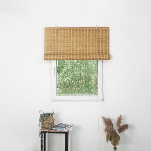 MADECOSTORE Roll'up Bambou Fines Lattes pour intérieur et extérieur - Teck - L150 x H250cm