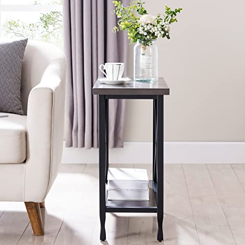 Image of Leick Home Chisel & Forge End Table, 12 inch, Smoke Gray, Matte Black