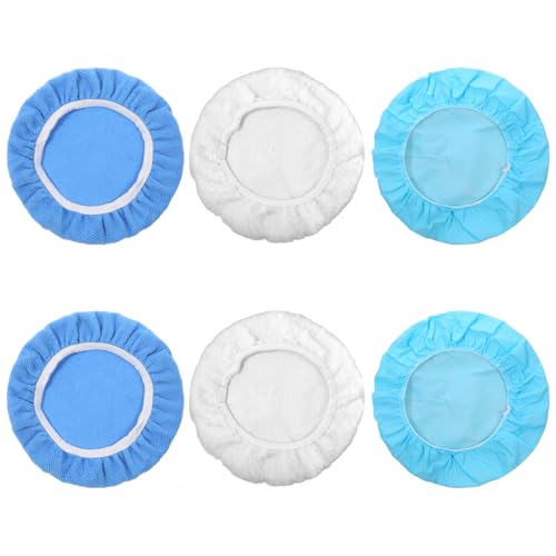 6 Stück weiche Mikrofaser-Polierhaube Polierpad Auto Polierpads Auto Polierpad Abdeckung Autos Wachse Motorhauben Set Autos Orbital Buffer Polierpads 22,9 - 25,4 cm für Orbitalpuffer Polierer