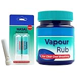 Fast-Acting Vapour Rub & Nasal Inhaler Combo (1 Jar + 2 Sticks) – Cold & Flu Relief, Clears Blocked Nose, Sinus & Chest Congestion, Eases Coughs