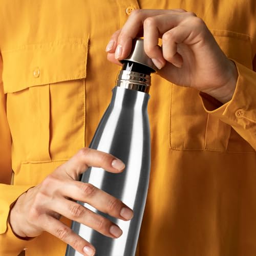 Image of Mont-Clair Stainless Steel Water Bottle, Vacuum insulated - BPA Free, 12h Hot & 24h Cold Drinks, Metal Water Bottle 17 oz Leakproof, Ideal for Adult, Kids, Running - Silver