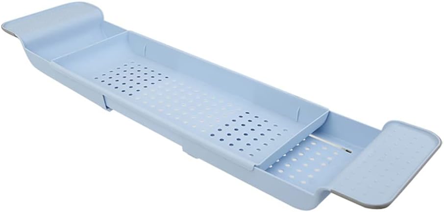 Retractable Bathtub Storage Rack Bath Tray Shelf Scalable Drain Rack Multi-Function Towel Organizer Shelf Bathroom Tools(OneColor)