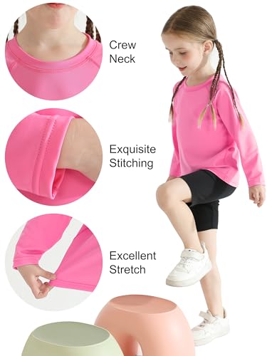 Poroka 2 Pack Girls and Toddlers' UPF 50+ Long-Sleeve Rashguard Swim Shirt Lightweight Sports Athletic Tee Outdoor4