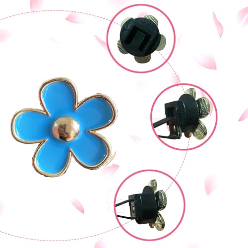 Image of 6pcs Colorful Daisy Flower Auto Air Vent Clips, Car Air Outlet Freshener Clip for Car Interior Decoration Accessories (Blue)