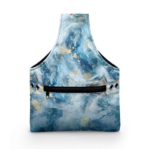Image of KUIFORTI Yarn Bag, Portable Crochet Bag Organizer Blue Marble Yarn Storage Bag Organizer Knitting Accessories Travel Wrist Bag, Lightweight Yarn Tote Bags for Crocheting on The Go, Small Size