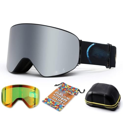 ZENIXXXX Ski Goggles Skiing Eyewear Lens Anti-Fog Adult Snowboard Glasses Women Men Snow(D)