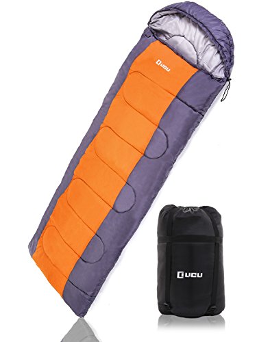 オレンジとグレーの寝袋