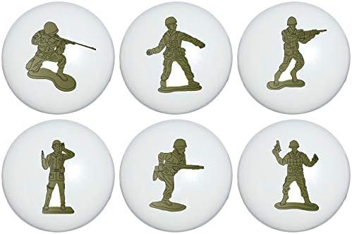 Toy Soldier Drawer Pulls/Army Men Furniture Ceramic Cabinet Knobs/Set of 6