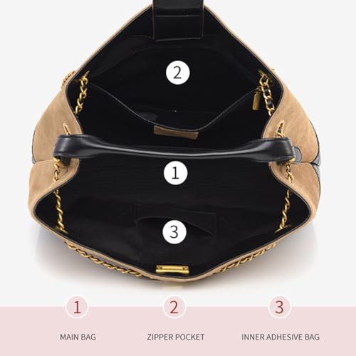 Bolso Tote Hobo de Cuero con Asa y Cadena miniatura 5