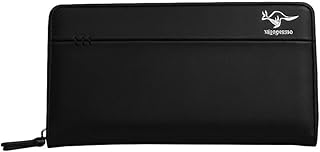 محفظة جلدية للرجال، بني، جلد صناعي، مع سحاب وجيوب متعددة، تصميم كلاسيكي (اسود)