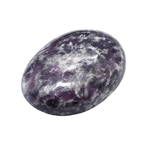 Image of Amazing Gemstone Lepidolite Crystals and Healing Stones - Large Palm Stone Crystals Piedra - Crystal for Good Luck, Balanced Positive Energy, Meditation - Unique Stocking Stuffers Gifts for Women, Men
