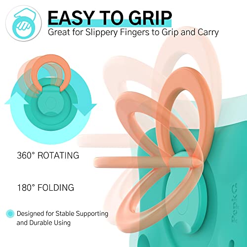 Pepkoo Kids Case For Fire 7 Tablet - 9Th 7Th 5Th Generation 2019 2017 2015 Release, Lightweight Flexible Shockproof, Folding Handle Stand, Full Body Cover For Amazon Kindle Fire 7, Mint Orange #TOP5