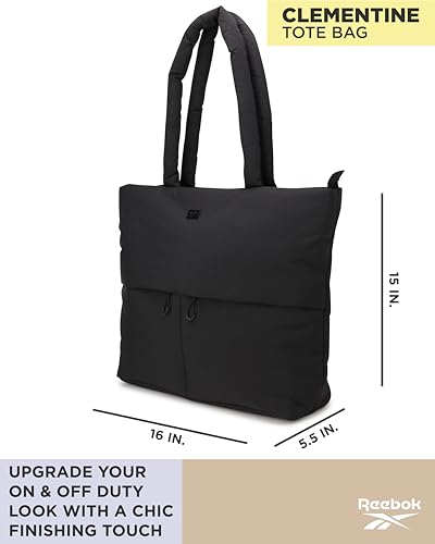 Image of Reebok Womens Tote Bag - Large Lightweight Puffer Travel Tote with Zipper - Carry On Shoulder Bag Work Bags for Women