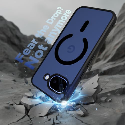 Image of RIGGEAR Shockproof Sleek Hybrid Armor Magnetic Back Cover Case Compatible with MagSafe Accessories for Google Pixel 10a (Smoke Black Matte PC + Black TPU Bumper)