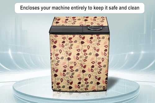 Image of Stylista Washing Machine Cover Compatible for Godrej 9 KG Semi-Automatic Top Loading WSEDGEPRO900ESLISP, Petals Pattern Yellow