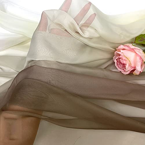 Tissu mousseline de soie kaki foncé 150cm de large pour chemin de table et datcha de mariage