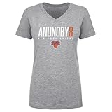 500 LEVEL OG Anunoby New York Knicks Women's V-Neck T-Shirt - OG Anunoby New York Knicks Elite WHT (Heather Gray, Large)