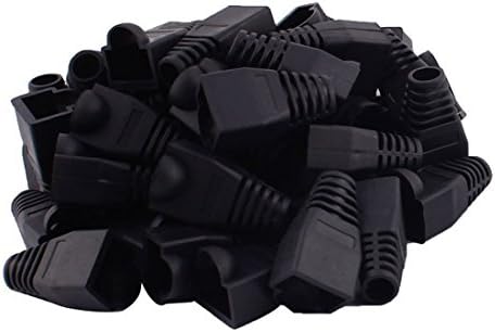 Soft Plastic Ethernet RJ45 Cable Connector Boots Cover Strain Relief Boots CAT5 CAT5E CAT6 CAT6E 100PCS (Black)
