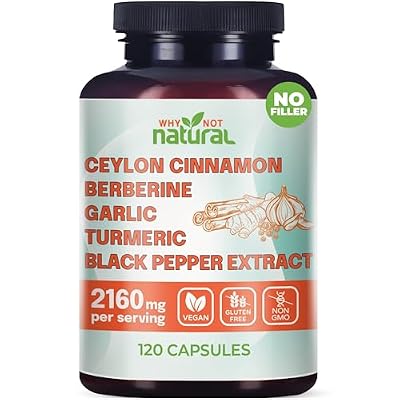 5-in-1 Organic Ceylon Cinnamon Capsules with Berberine, Garlic, Turmeric, Black Pepper Extract Pills