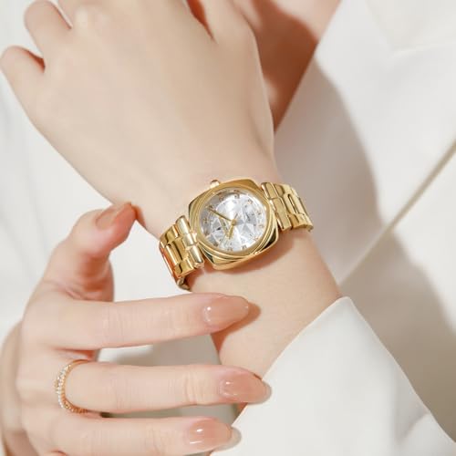 Image of London Fog Salisbury Collection Watch for Women with Geometric Patterned Dial, Crystal Hour Markers Quartz Movement and Stainless Steel Strap - LFW20001