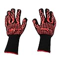 BBQtrips BBQ Gloves, Oven Gloves, Heat Resistant Grilling Gloves, Grill Cut-Resistant Gloves, 932 Degree F Non-Slip Kitchen Safe Cooking Gloves for BBQ, Grilling, Cooking, Red 1 Pair