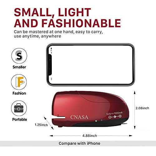 CNASA Build-in Staple Remover, Electric Automatic Stapler, Battery Rechargeable Stapler Jam-Free for Office School Home (Red)