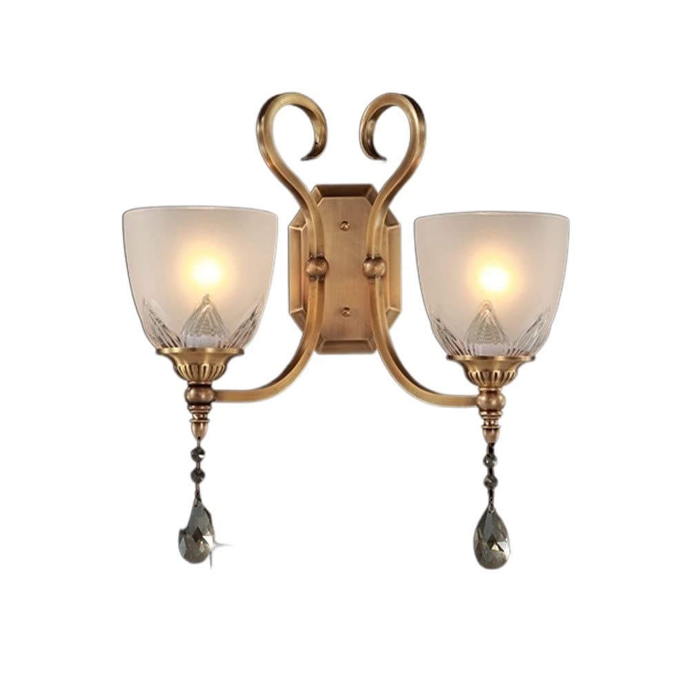 HPTHLY Wall Mounted Light Brass Wall Lamp Light Luxury Living Room Wall Sconce, Wall Mounted Glass Lantern Room Art Decor Fixtures Lighting E27 Edison For D(2Lights)