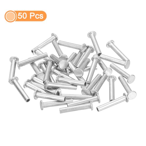 QUARKZMAN 50 Stück Halbhohlnieten, 2,5 mm x 16 mm Aluminium Flachkopf Halbhohle Nieten für Industrie Haushaltsreparatur Befestigung, Silber
