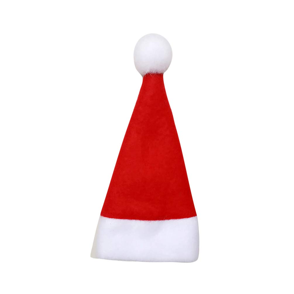 PZ 24 Mini Cappelli Di Babbo Natale In Peluche - Decorazioni Natalizie Per Bottiglie Di Vino, Posate, Tavola, Fai Da Te, Regali Simpatici