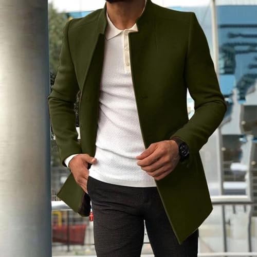 Blazer de tweed sólido na moda masculino, casaco curto de gola alta de inverno, casaco de lapela que