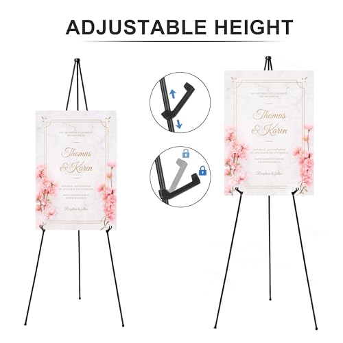 Bolivia's Easel Stand for Wedding Sign, 63" Easel Stand, Adjustable Easels for Display Painting, Floor Adjustable Metal Easel Tripod with Portable Bag Fit for Lobby Exhibition
