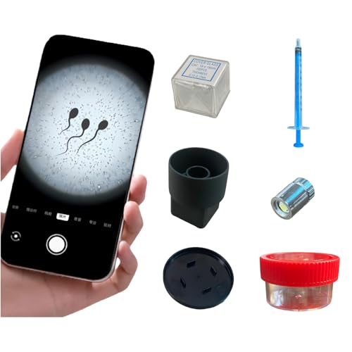 Screen Magnifier for Sperm Analysis at Home Kit with LED Light Glass Slides Collection Containers Professional Mobile Phone Magnifier Set
