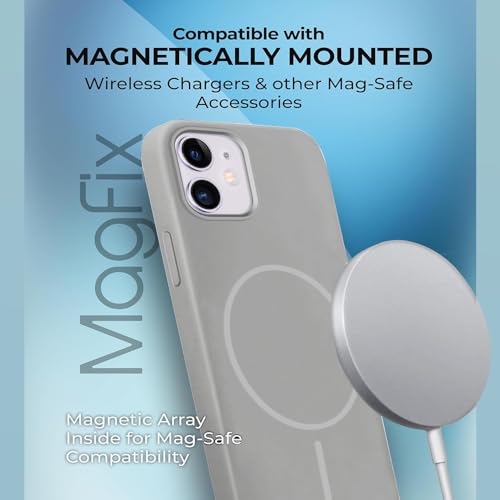 Image of iPhone 11 Silicone Magsafe Case | Shock Proof Design & Camera Protection | Premium Rubberised Apple iPhone 11 Cover (Microfiber Lining) | Magnetic Liquid Silicone - Gray