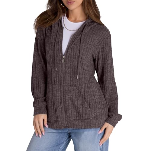 Image of Witsmile Zip Up Hoodie Women Oversized Sweatshirt Long Sleeve 2026 Fall Outfit Lightweight Jackets Workout Clothes