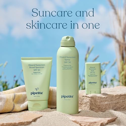 Image of Pipette Baby Mineral Sunscreen Stick SPF 50, 0.6 oz (Pack of 2) | Water-resistant Non-nano Zinc Oxide Mineral Sunscreen, UVB /UVA Sunblock for Kids & Sensitive Skin, Travel Size Sun Protection