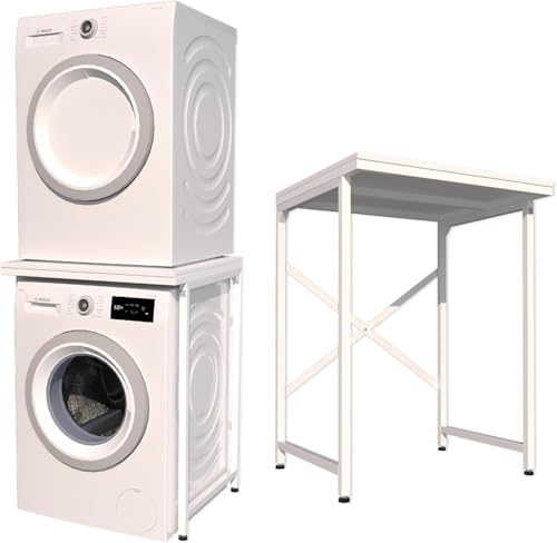 Image of 58603 Handy Stand - Freestanding Worktop & Washing Machine Stand | Multi-Purpose Appliance Stacking Kit & Laundry Pedestal for Garage, Utility Room, or Kitchen - White