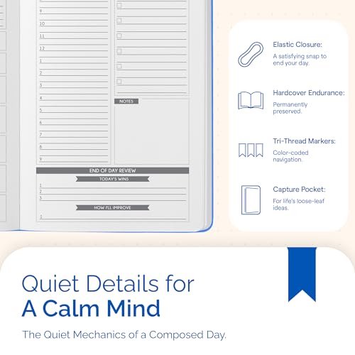 Image of Panda Planner 90-Day Undated Daily Planner - Boost Productivity, Set Goals & Manage Time - Monthly /Weekly Sections - Hardcover - Blue