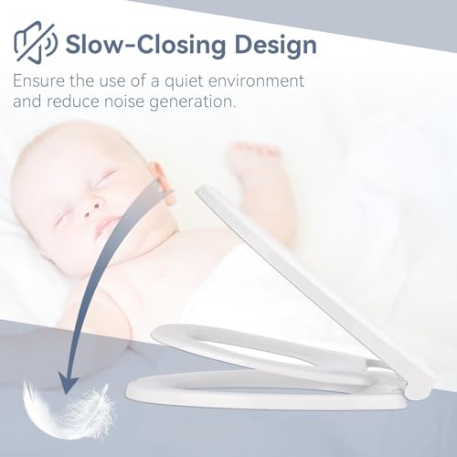 CROWNSHOP Family Toilet Seat Soft Adjustable Soft Close Toilet Seat Potty Training with 360 Degree Adjustable Hinges for Toddlers Adults - Image 3