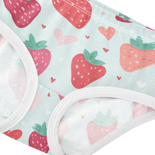 Wusikd Cute Strawberries Hearts Girls' Underwear Cotton Girls Briefs Soft Toddler Underwear 2T4