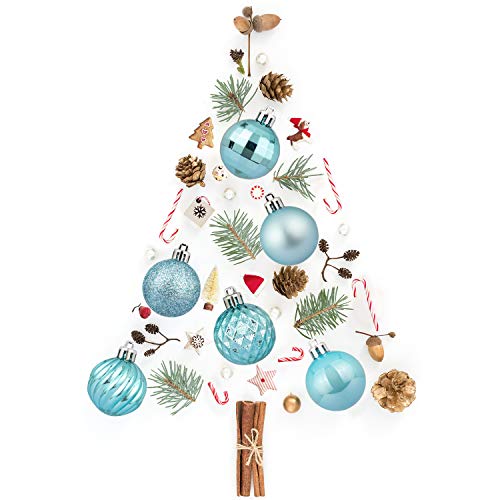 Ki Store Baby Blue Christmas Ball Ornaments 34Pcs Small Shatterproof Christmas Tree Balls For Xmas Tree Halloween Ornaments Hooks Included 1.57-Inch #TOP4