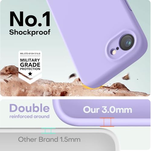 Image of LOVE 3000 Designed for iPhone 16e /17e Case, Premium Silicone with [Soft Anti-Scratch Microfiber Lining] Shockproof Protective Phone Case for Men Women Girls 6.1 inch, Light Purple