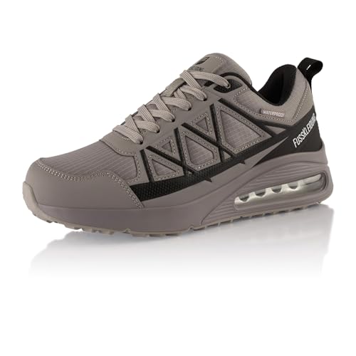 Fusskleidung® Damen Herren Wanderschuhe wasserdichte Trail Running Trekkingschuhe Grau Schwarz EU 42