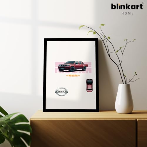 Image of BLINKART Nissan Hardbody D21 CarFramed Posters Gift Items Boys Room Wall Decoration Bedroom Office Studio Synthetic Wood Frame & Acrylic Glass Ready to Hang - 12x8 Inch, (A4 Size) - CAR-068