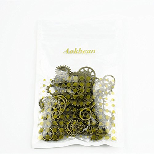 Aokbean 150 Gram Assorted Vintage Mixed Color Metal Gears Steampunk Jewelry Making Resin Charms Cog Watch Wheel (Bronze) #TOP5