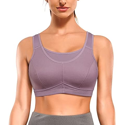 CYDREAM Women Sports Bra Bounce Control High Impact Support Full Coverage Wirefree Adjustable Straps Hook Camisole Top (Small, Purple) Cover