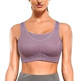 CYDREAM Women Sports Bra Bounce Control High Impact Support Full Coverage Wirefree Adjustable Straps Hook Camisole Top (Medium, Purple)