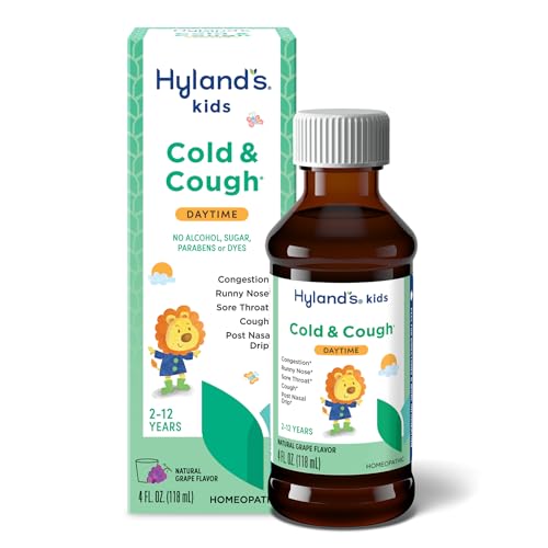 Hylands Kids Cold and Cough Daytime Grape Flavor Cough Syrup Medicine for Kids Ages 2 and up Decongestant Sore Throat Relief Natural Treatment for Common Cold Symptoms 4 Fl Oz